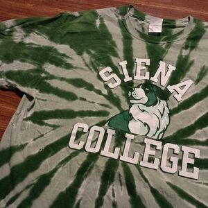 SIENA COLLEGE TIE DYE T-SHIRT - Large // School Sports Mascot Hippie tee shirt